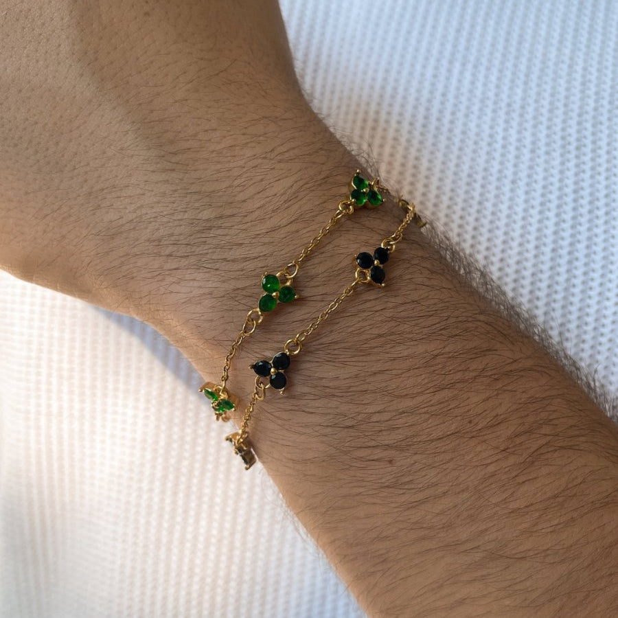 VORO® Obsidian Clover Bracelet · 18K Gold