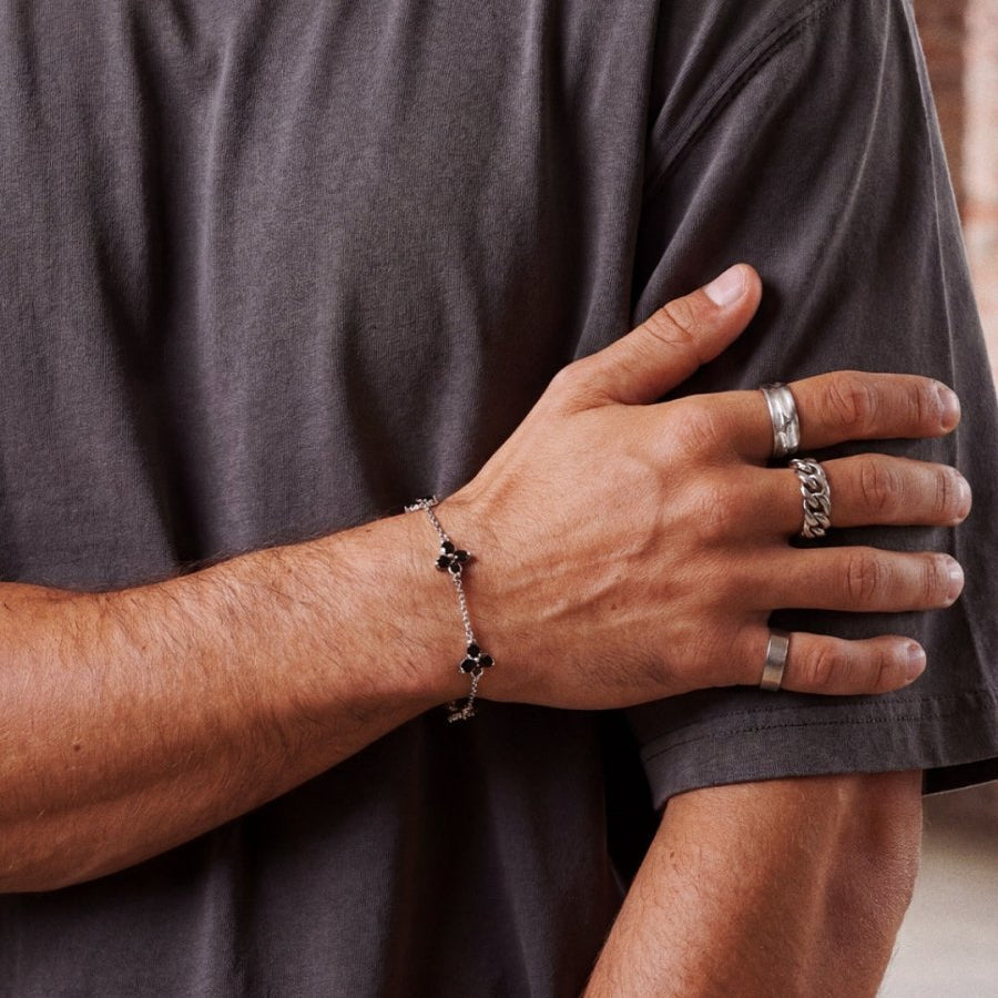 VORO® Obsidian Clover Bracelet · Silver