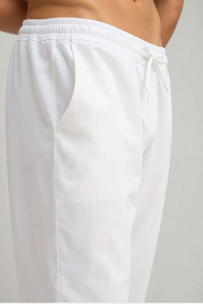 VORO Cotton & Linen Blend Drawstring Pants