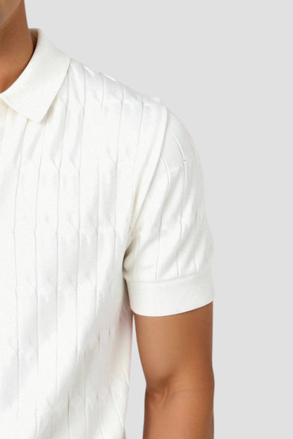 VORO Premium V-Neck Cable Knit Polo