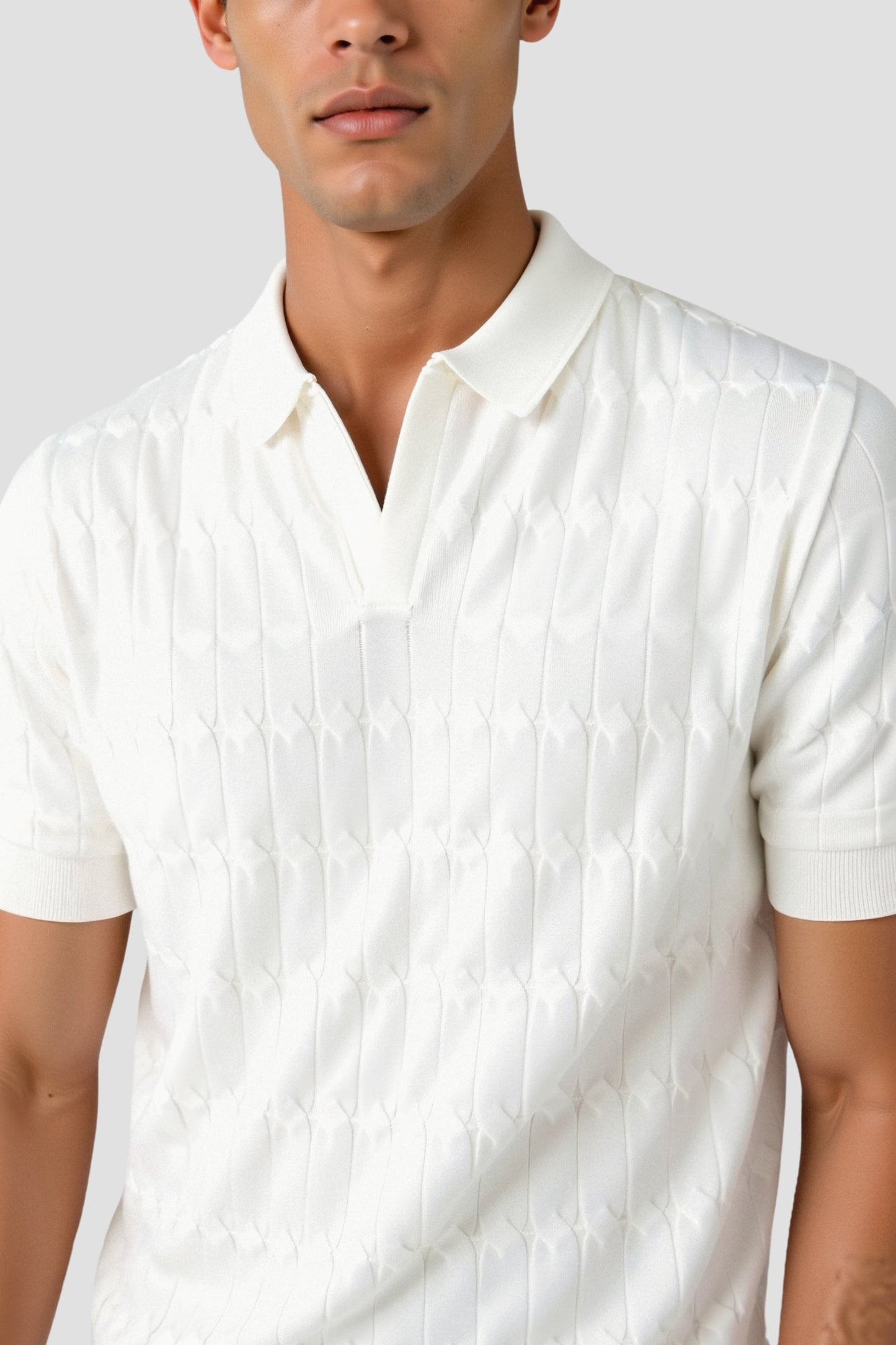 VORO Premium V-Neck Cable Knit Polo