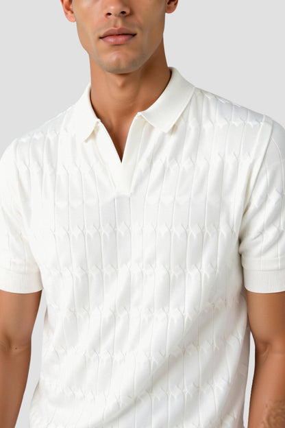 VORO Premium V-Neck Cable Knit Polo