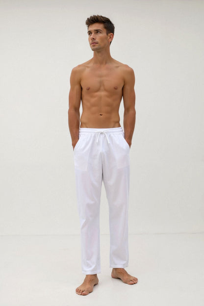 VORO Cotton & Linen Blend Drawstring Pants