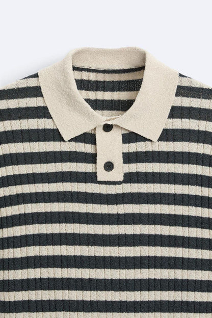 VORO Knitted Striped Polo