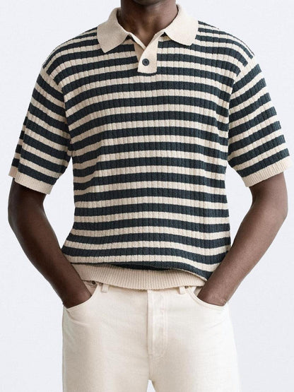 VORO Knitted Striped Polo