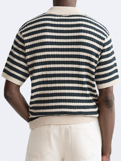 VORO Knitted Striped Polo