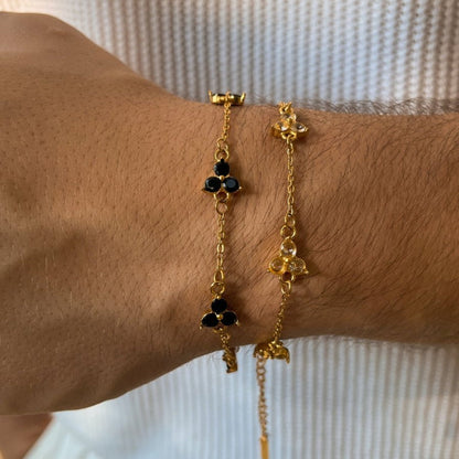 VORO® Obsidian Clover Bracelet · 18K Gold