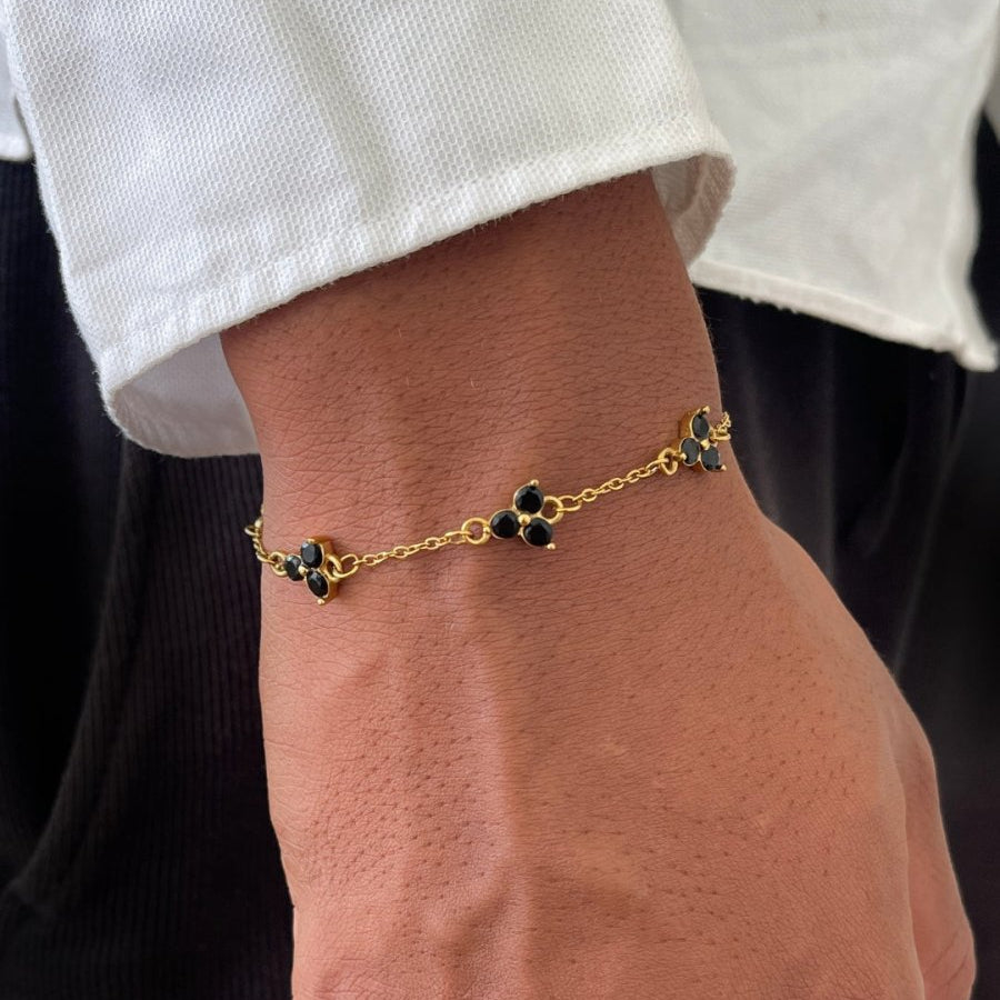 VORO® Obsidian Clover Bracelet · 18K Gold