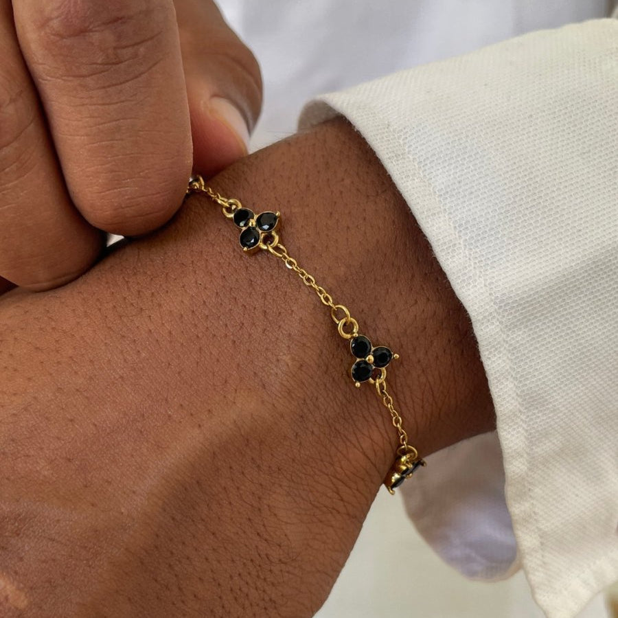 VORO® Obsidian Clover Bracelet · 18K Gold