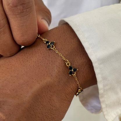 VORO® Obsidian Clover Bracelet · 18K Gold