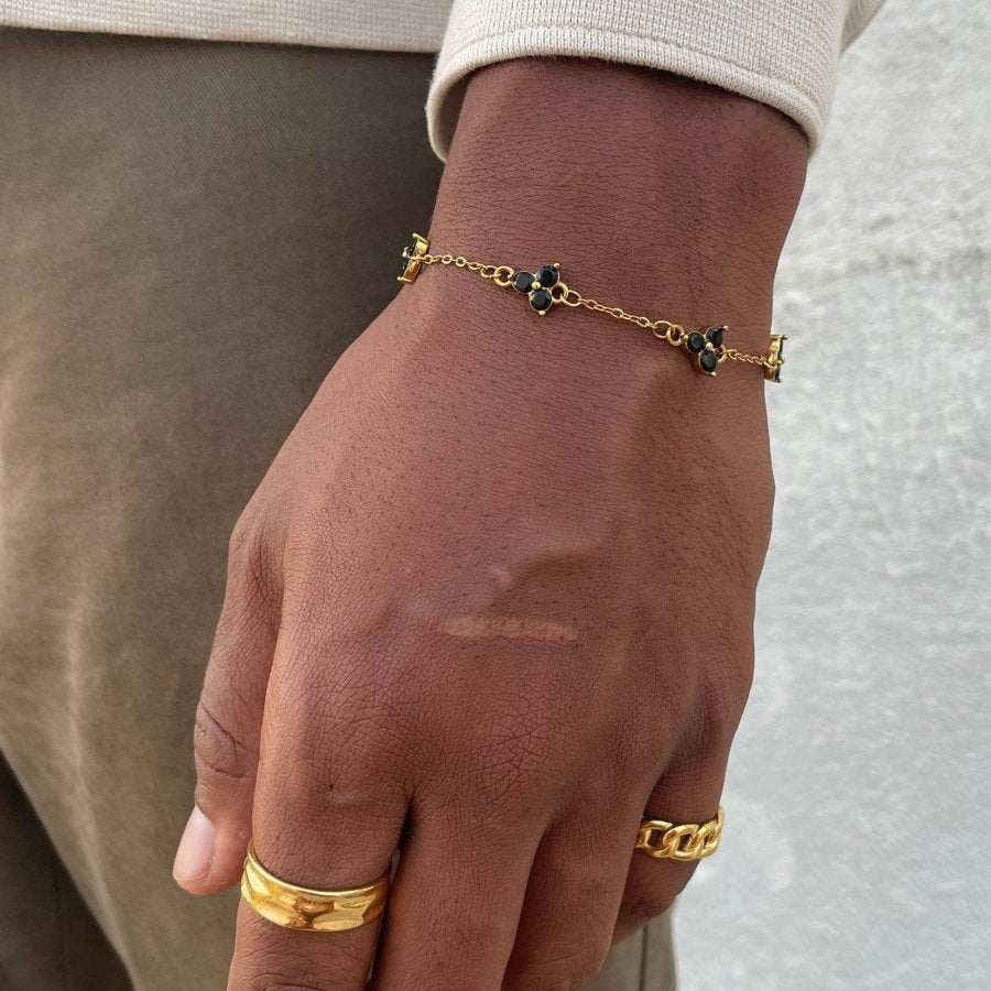 VORO® Obsidian Clover Bracelet · 18K Gold