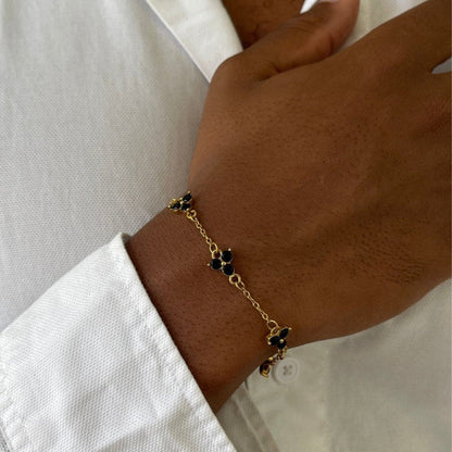 VORO® Obsidian Clover Bracelet · 18K Gold