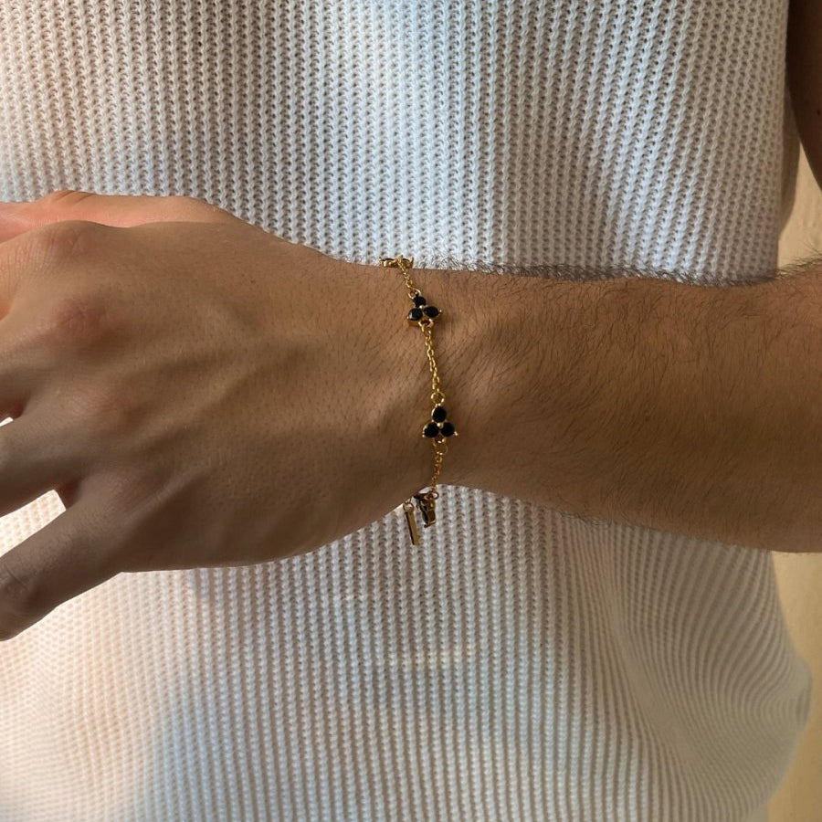 VORO® Obsidian Clover Bracelet · 18K Gold