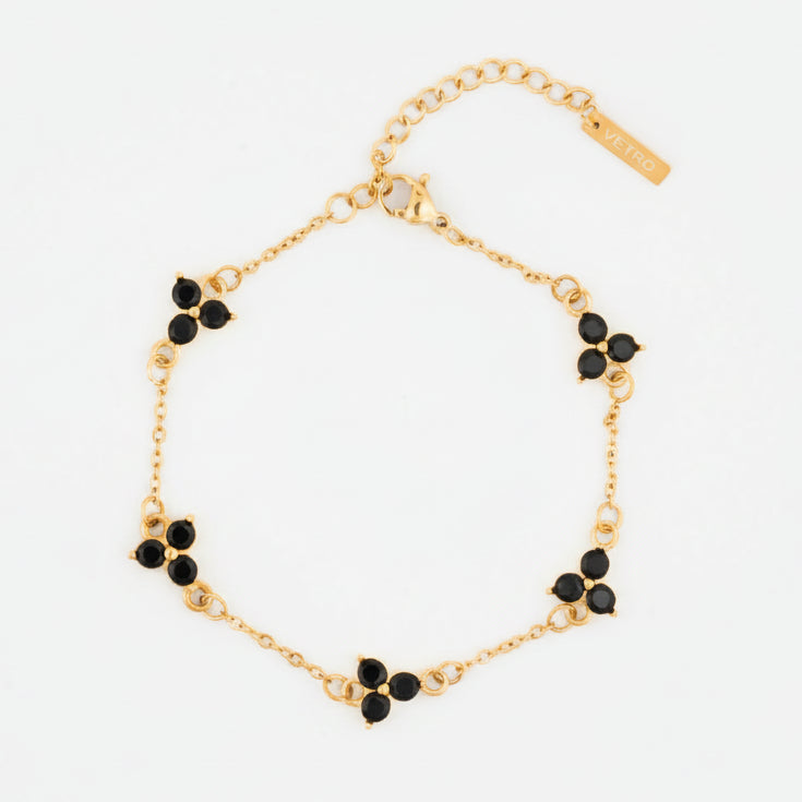 VORO® Obsidian Clover Bracelet · 18K Gold