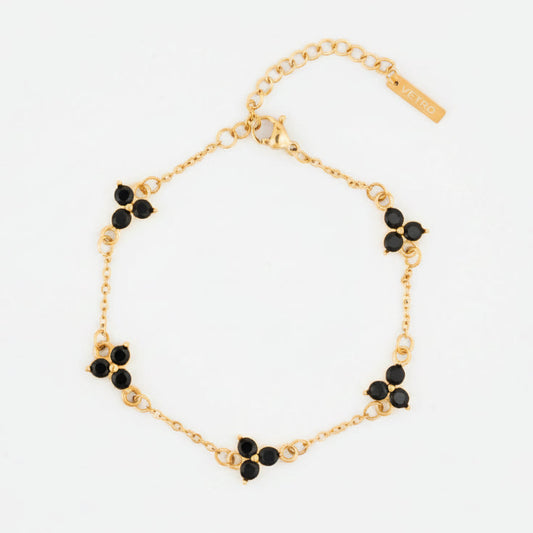 VORO® Obsidian Clover Bracelet · 18K Gold