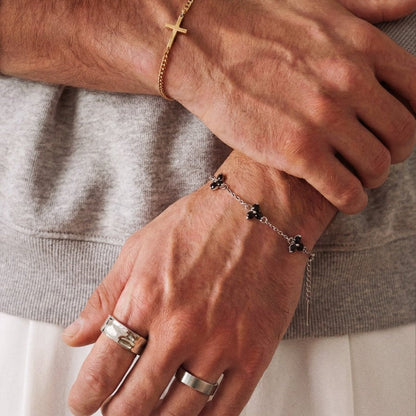 VORO® Obsidian Clover Bracelet · Silver