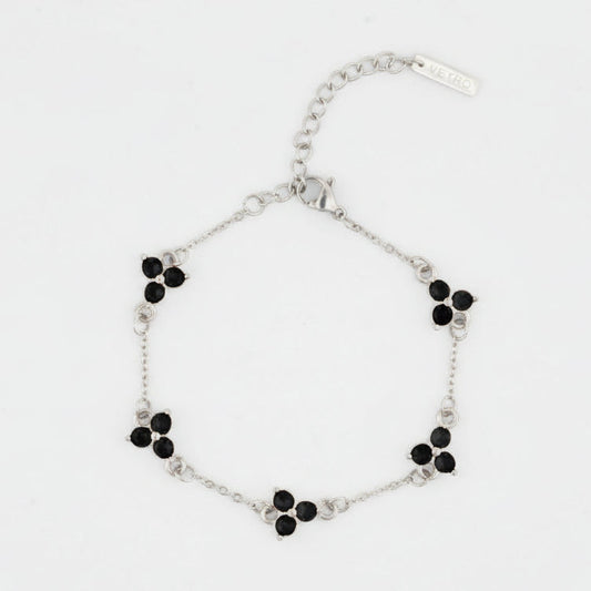 VORO® Obsidian Clover Bracelet · Silver