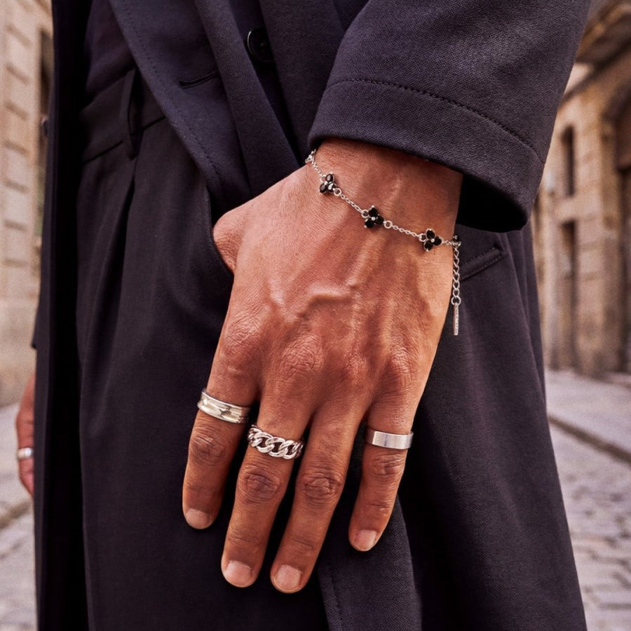 VORO® Obsidian Clover Bracelet · Silver