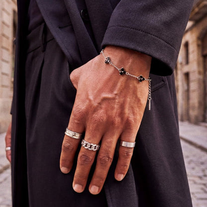 VORO® Obsidian Clover Bracelet · Silver